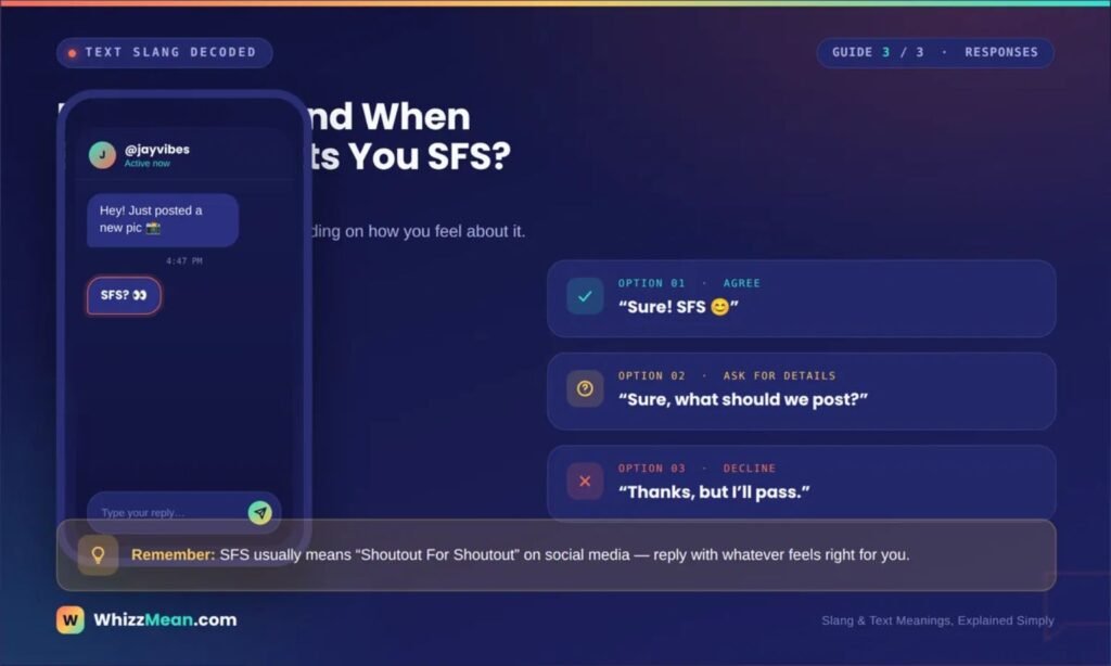 How to Respond When Someone Texts You SFS Meaning in Text?